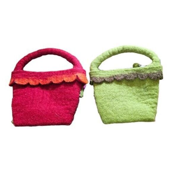 BNB 100% Wool Flower Kids Hand bag Felted Flowers Handmade in Nepal - Picture 2 of 5